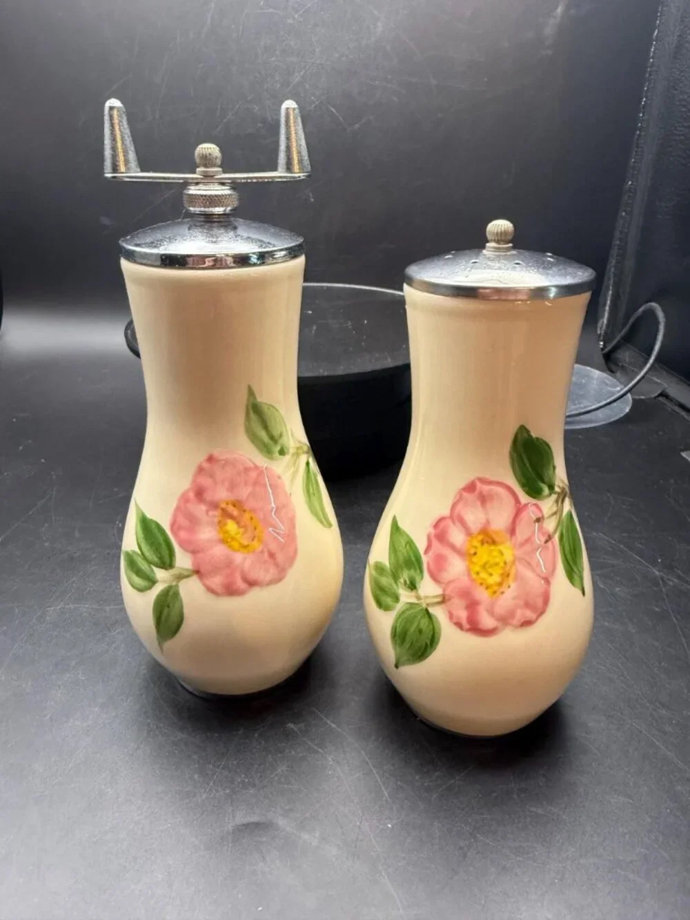 Desert Rose Pepper Grinder N Salt Shakers